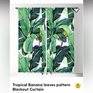 Society 6 Banana Leaf Blackout Curtain Panels (2) 50” x 84”